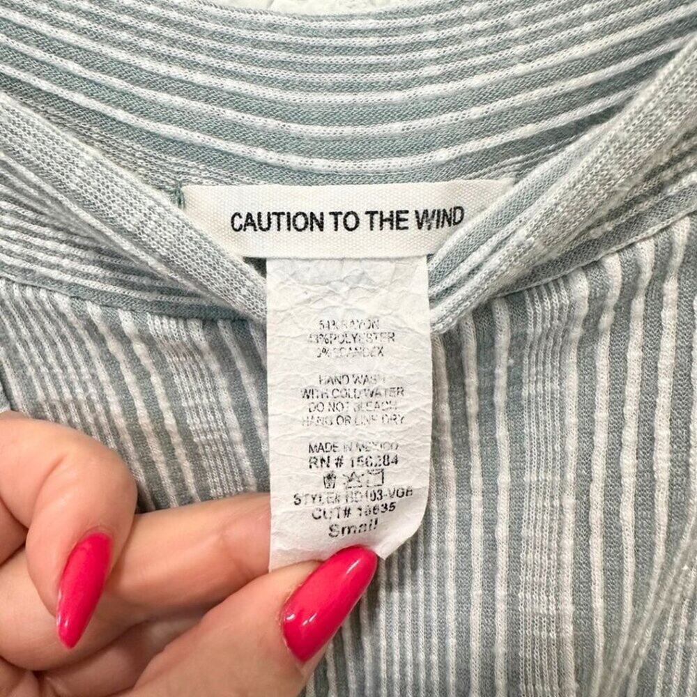 Caution to the Wind Square Neck Dress Green White Small - Picture 3 of 7